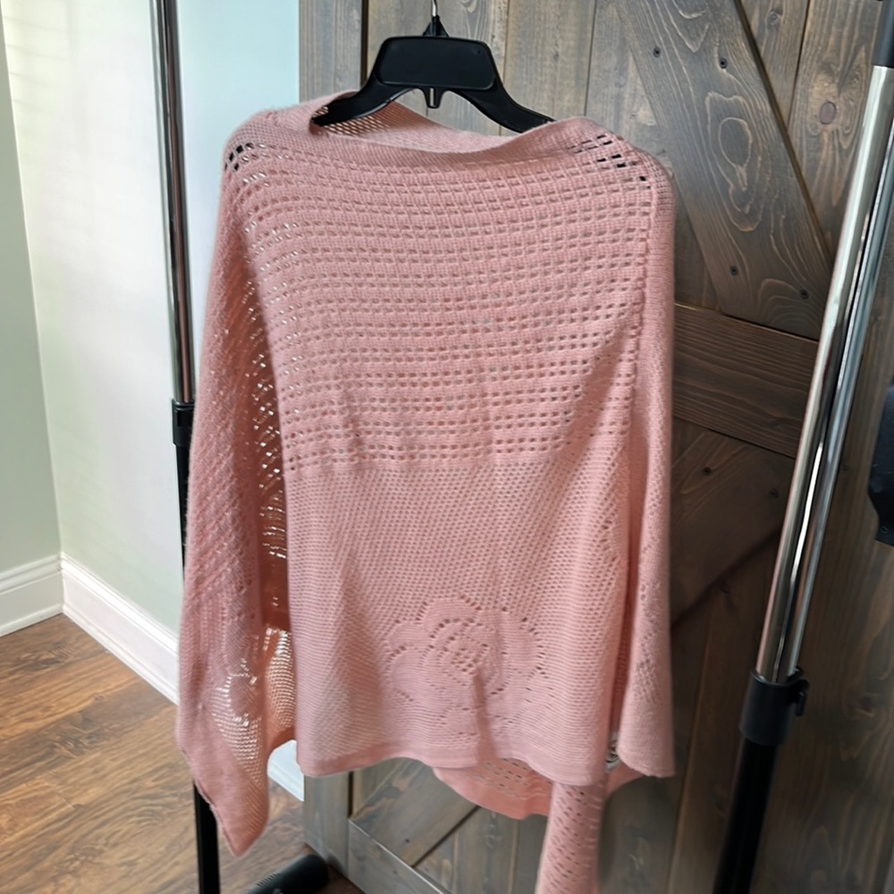 NWT crocheted cape in light salmon/pink
